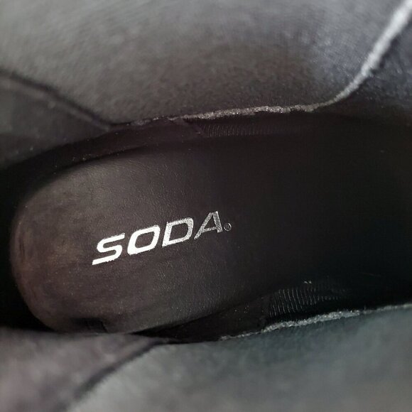 NWT Soda Chunky Heel Black Combat Boots Jaber Ankle Lug Sole Pull On 9.5 - Picture 9 of 13